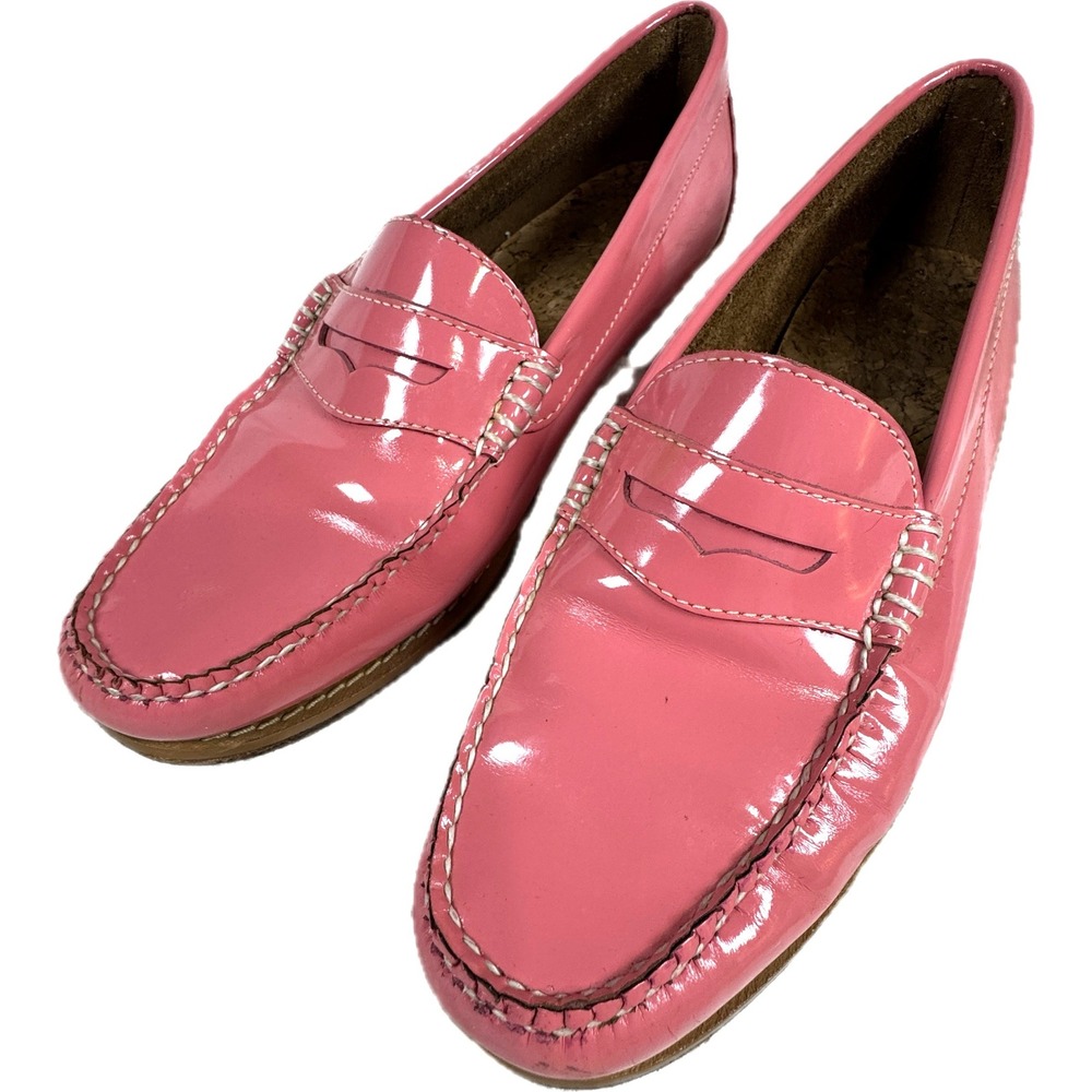 G.H. Bass Weejuns Loafers Women 8.5 Pink Patent Leather Slip On Preppy Bright